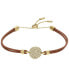 ფოტო #1 პროდუქტის Sadie Glitz Disc Medium Brown Leather Components Bracelet