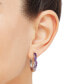 ფოტო #2 პროდუქტის Amethyst (2 ct. t.w.) & White Topaz (1/10 ct. t.w.) Small Hoop Earrings in Sterling Silver, 1"