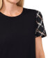 ფოტო #3 პროდუქტის Women's Mixed-Media Tweed-Sleeve Knit Top