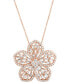 ფოტო #3 პროდუქტის EFFY® Diamond Round & Baguette Flower 18" Pendant Necklace (3/4 ct. t.w.) in 14k Rose Gold