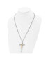 ფოტო #2 პროდუქტის Polished Yellow IP-plated Crucifix Pendant Curb Chain Necklace