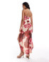 Фото #2 товара ASOS DESIGN strappy ruffle detail maxi dress in pink floral print