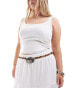 My Accessories Curve medallion rope belt in silver and brown