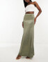 Фото #1 товара ASOS DESIGN satin twill maxi skirt in olive