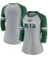 Фото #1 товара Women's Heathered Gray, Green New York Jets Stripe Mesh Nickname Tri-Blend 3/4-Sleeve T-shirt