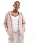 Brave Soul zip hoodie with rope drawcord in dusty pink