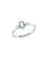 ფოტო #1 პროდუქტის Emerald Cut Opal Gemstone, Natural Diamonds Birthstone Ring in 14K White Gold