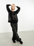 Weekday Silva sheer variegated bubble knitted sweater in black