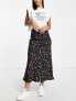 Фото #3 товара New Look floral rose pattern midi skirt in black