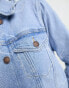 Hollister cropped denim jacket in mid wash blue