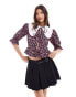 Фото #1 товара Miss Selfridge poplin collared tie front blouse in ditsy print