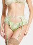 Фото #7 товара ASOS DESIGN Jemma lace and satin ruched suspender belt with in sage