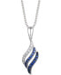 ფოტო #1 პროდუქტის Denim Ombré Sapphire (1/3 ct. t.w.) & White Sapphire (1/6 ct. t.w.) Swirl 18" Pendant Necklace in 14k White Gold