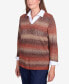 Фото #4 товара Women's Classic Space Dye with Woven Trim Layered Sweater