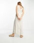 Фото #2 товара ASOS DESIGN linen v neck maxi slip sundress in natural