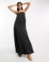 Фото #4 товара ASOS DESIGN satin bandeau trapeze maxi dress in black