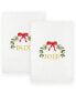 Фото #1 товара Christmas Mistletoe Paix Joie Embroidered Luxury 100% Turkish Cotton Hand Towels, 2 Piece Set