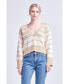 ფოტო #1 პროდუქტის Women's V-neck Striped Sweater