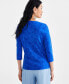 Фото #2 товара Petite 3/4-Sleeve Henley Top, Created for Macy's