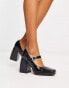 Фото #4 товара RAID Maya block heel mary janes with embellished buckle in black patent