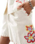 Фото #3 товара Native Youth embroidered detail linen shorts co-ord in neutral