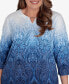 Plus Size Classic Ombre Beaded Keyhole Neck Top