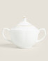 Bone china sugar bowl with rim