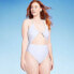 Фото #2 товара Women's Cut Out Halter Lurex One Piece Swimsuit - Shade & Shore Cream XS