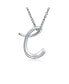 ფოტო #1 პროდუქტის Letter C Cursive Alphabet Script Initial Pendant Necklace For Women Sterling Silver 18 Inches