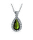 ფოტო #1 პროდუქტის Classic Bridal Jewelry Pear Shape Solitaire Teardrop Halo AAA 15CT CZ Simulated Green Peridot Pendant Necklace Prom Bridesmaid Wedding Rhodium Plated