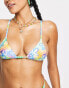 COLLUSION flower print beaded triangle bikini top co-ord in multi