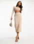 I Saw It First knitted midi skirt co-ord oatmeal