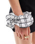 DesignB London organza check hair scrunchie in black and white