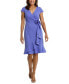 ფოტო #1 პროდუქტის Women's Rosette Flounce Faux-Wrap Dress