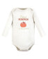 ფოტო #3 პროდუქტის Baby Girls Cotton Long-Sleeve Bodysuits, Cutest Pumpkin 3-Pack