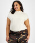 Фото #1 товара Trendy Plus Size Short-Sleeve Blouson Tee, Created for Macy's