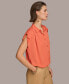 ფოტო #8 პროდუქტის Donna Karan Women's Button-Front Short Sleeve Blouse