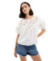 Фото #1 товара Miss Selfridge poplin cutwork victoriana blouse in white