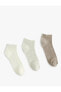 3'lü Patik Çorap Seti Çok Renkli Dokulu