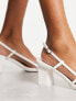 Public Desire Wide Fit – Veda – Riemchen-Sandalen in weißer Lackoptik mit Blockabsatz