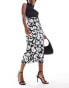 New Look satin midi skirt in black floral Черный, 36 - фото #1