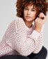 ფოტო #3 პროდუქტის Women's Pointelle-Knit Long-Sleeve Sweater, Created for Macy's