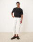 ASOS DESIGN smart straight cropped trousers in white crinkled velvet