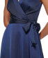 Women's Faux-Wrap Tie-Waist Satin Crepe Dress