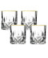 Фото #1 товара Opera Gold Collection 4 Piece Crystal Double Old Fashion Glass with Gold Rim Set