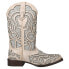 Roper Mercedes Glitter TooledInlay Square Toe Cowboy Womens White Casual Boots