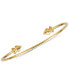 Polished Decorative Cuff Bangle Bracelet in 14K Gold-plated Sterling Silver