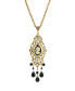 ფოტო #1 პროდუქტის Women's Gold Tone Black Oval Cameo Locket Necklace