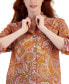 ფოტო #3 პროდუქტის Women's Cotton Paisley-Print Buttoned-Cuff Shirt