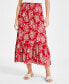 Women's Floral Smocked-Waist Midi Skirt